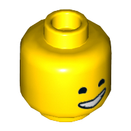 Minifig Head Emmet, Open Mouth, Lopsided Grin, Closed Eyes / Closed Mouth, Tightly Closed Eyes.