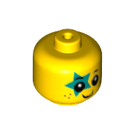 Minifig Head Baby / Toddler with Freckles, Smile and Dark Turquoise Star on Right Eye
