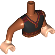 Minidoll Torso Man with Black Tunic, Dark Orange/Dark Red Trim, Dark Orange Arm