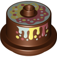 Duplo Food 2 x 2 Round Cake with Stud on Top, Drizzled Frosting Print