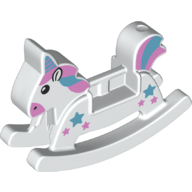 Duplo Rocking Horse with Unicorn with Azure and Pink Mane and Tail Print