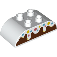 Duplo Brick 2 x 4 Curved Top with Cake with Frosting and Sprinkles Print