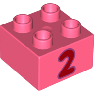 Duplo Brick 2 x 2 with Red '2' Print