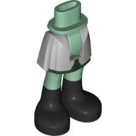 Minidoll Hips and Short Skirt Sand Blue Skirt with Dark Green Trim, Black Boots