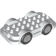 Duplo Car Base 4 x 8 with Four Black Wheels and Silver Hubs