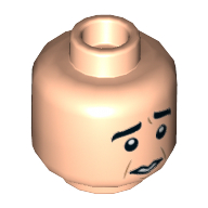 Minifig Head Ross, Thick Eyebrows, Low Mouth, Smile / Worried Print