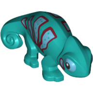 Image of part Animal, Chameleon with Azure Eye Patches and Azure and Dark Red Stripes Print