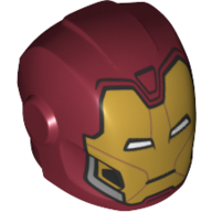 Helmet with Armor Plates and Ear Protectors with Gold Face and White Rectangular Eyes Print (Iron Man)
