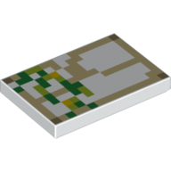 Tile 2 x 3 with Pixelated Green, Tan, and Yellow Squares Print