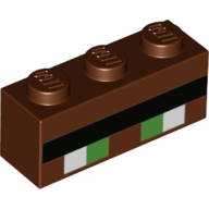 Brick 1 x 3 with Black Line and White and Green Squares (Eyes) Print