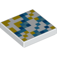 Tile 2 x 2 with Groove and Pixelated Blue and Orange Squares Print