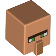 Image of part Minifig Head Special, Cube with Nose and Villager Face with Green Eyes Print