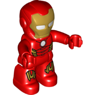 Duplo Figure with Helmet, with Red Legs and Gold Armor Print (Iron Man)