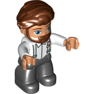 Duplo Figure with Hair Swept Right with Beard Reddish Brown, with Black Legs, Suspenders Print