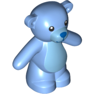Animal, Bear / Teddy, Arms Down with Black Eyes, Blue Nose and Mouth / Medium Azure Belly Print