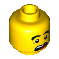 Minifig Head Monkie Kid, Angry / Scared with Open Mouth and Sweat Drop Print