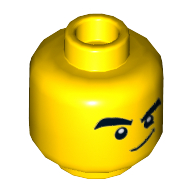 Minifig Head Monkie Kid, Thick Eyebrows, Mean Smirk / Angry Print