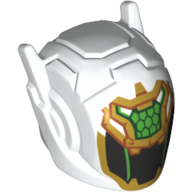 Helmet with Antennae and Headphones and Black Visor, Gold/Green Decorations (Mei)