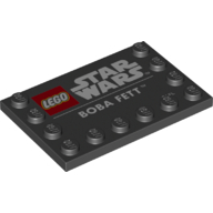 Plate Special 4 x 6 with Studs on 3 Edges with 'LEGO STAR WARS BOBA FETT' print