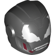 Helmet with Armor Plates and Ear Protectors with White Eyes, Sharp Teeth (Venom)