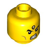 Minifig Head Erlang, Big Arched Eyebrows, Gold Eye on Forehead and Clenched Teeth / Open Mouth Print