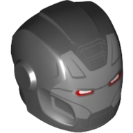 Helmet with Armor Plates and Ear Protectors with Gray Face and Red Eyes Print (War Machine)