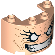 Cylinder Half 2 x 4 x 2 with 1 x 2 Cutout with White Eyes, Clenched Teeth Print (M.O.D.O.K)