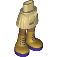 Minidoll Hips and Shorts with Light Nougat Legs, Gold Boots, Dark Purple Laces