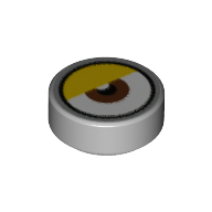 Tile Round 1 x 1 with Reddish Brown Eye Center, Yellow Eyelid (White Dot Close to Eyelid) print