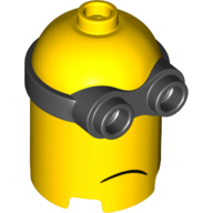 LEGO part 69061pr0002 Minifig Head Special, Minion, High, 2-Eyed Goggles, Sad print in Bright Yellow/ Yellow