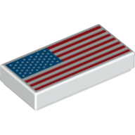 Tile 1 x 2 with Groove and US Flag print