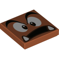 Tile 2 x 2 with Groove with Goomba Face and Open Mouth Print