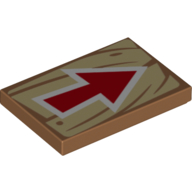 Tile 2 x 3 with Red Arrow on Wooden Background Print