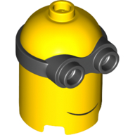 Minifig Head Special, Minion, High, 2-Eyed Goggles, Smile print