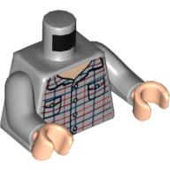 Torso Plaid Shirt with Pockets and Buttons Print, Light Bluish Gray Arms, Light Nougat Hands