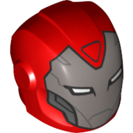 Helmet with Armor Plates and Ear Protectors with Silver Face and White Rectangular Eyes, Triangle on Forehead Print (Pepper Potts)