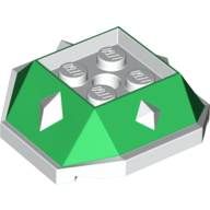 Wedge Sloped 4 x 4 with Diamond Spikes with Green Slopes Pattern (Bowser Jr Shell)