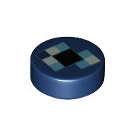 Tile Round 1 x 1 with Blue Squares, Pixelated Eye of Ender print