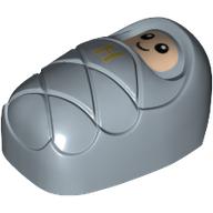 Bundled Child / Papoose with Light Nougat Face, Eyes with White Pupils, Gold 'H' Print