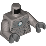 Torso Armor with Dark Bluish Gray Plates and White Circle (Arc Reactor) Print, Flat Silver Arms, Dark Bluish Gray Hands