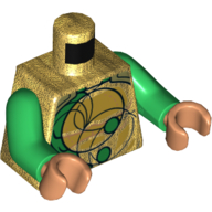 Image of part Torso Armor, Green Detailing, Gold Circles and Swirls Print, Green Arms, Nougat Hands