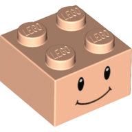 Brick 2 x 2 with Black Eyes and Smile Print