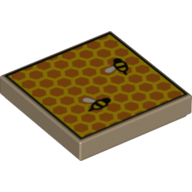 Tile 2 x 2 with Groove and Honeycomb with Two Bees (Beehive) Print