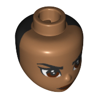 Minidoll Head with Reddish Brown, Stern Eyes, Black Backside print