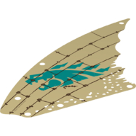 Sail, Scalloped with Dark Turquoise Dragon Head and Dark Brown Lines Print