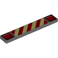 Tile 1 x 6 with Groove and Red Lights and Safety Stripes Print (Spoiler)
