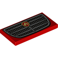 Tile 2 x 4 with Groove and Grille with Fire Logo Print