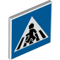 Road Sign Clip-on 2 x 2 Square [Thick Open O Clip] with Pedestrian Crossing on Blue Background Print