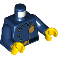 Torso Jacket with Gold Police Badge and Buttons, Belt with Gold Buckle Print, Dark Blue Arms, Yellow Hands