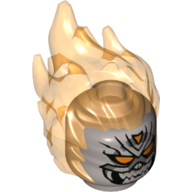 Image of part Minifig Head Special with Trans-Orange Flames and Orange Eyes with Grin Print (Ghost Rider)